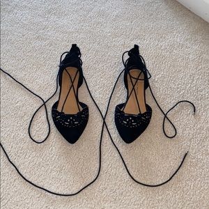 Christian Siriano Black Lace Tie Shoes Size 7.5W